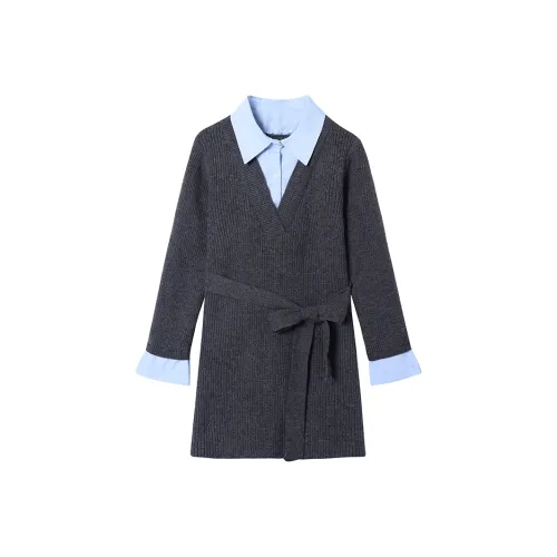 SLEEP AT 11 Длинное платье с длинными рукавами женское серого цвета