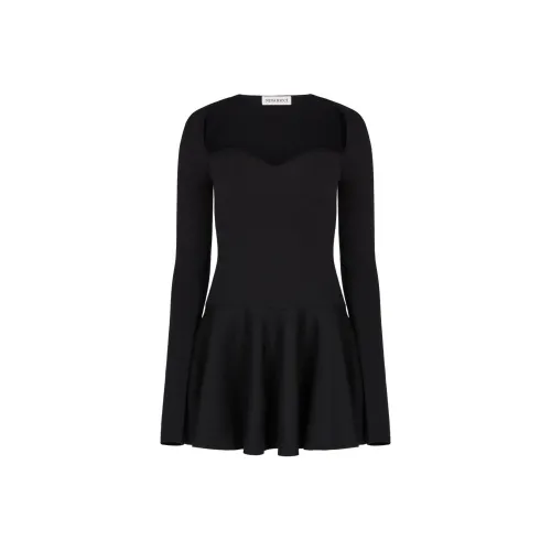 NINA RICCI Черное Женское Длинное Платье с Рукавами
