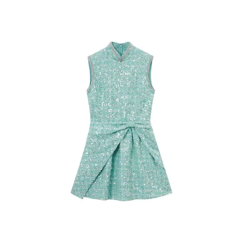 Self Portrait Без рукавов Платье Женское Зеленый Смешанный цвет