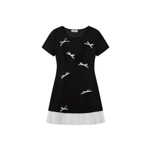 KEAB Короткий рукав Платье Женское Черное