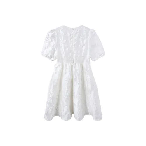 Yvetteclassic Короткий рукав Платье Женское Белое