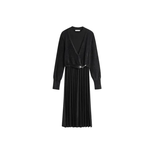 Inman Длинное платье с длинными рукавами женское черное