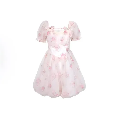 IQC Короткий рукав Платье Женское Розовое