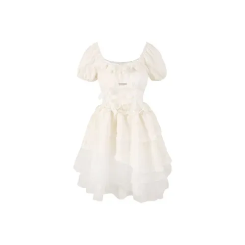 SECFLY OFFICIAL Короткий рукав Платье Женское Абрикосовое