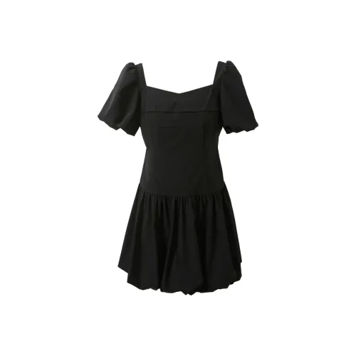 3COLOUR Короткий рукав Платье Женское Классический черный