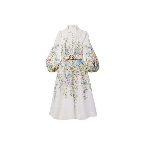 Zimmermann SS24 Длинное платье с длинными рукавами цвет белый