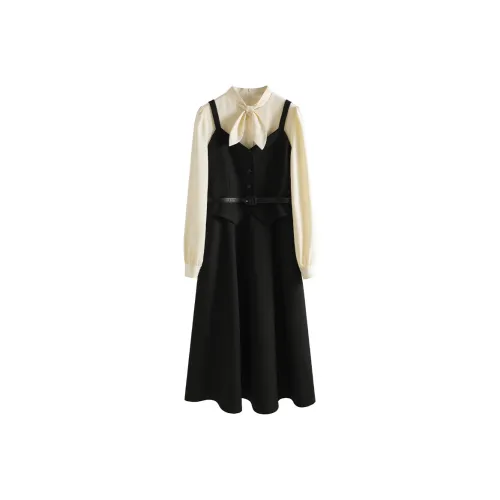 Акомодация BOOK Длинное Платье с длинными рукавами Женское Черное