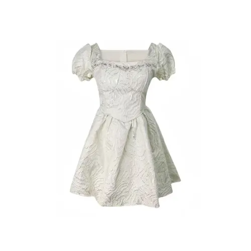 PUREIDOL Короткий рукав Платье Женское Экрю