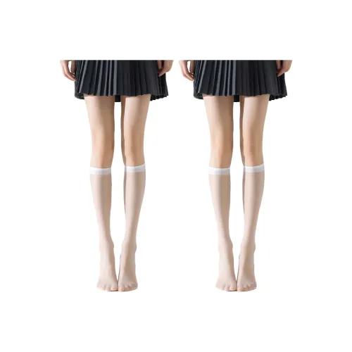 PL Очень тонкие носки до икры, 2 шт, белые, женские чулки