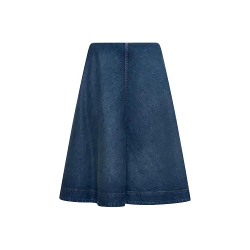 KHAITE Denim Long Skirt Women's Blue