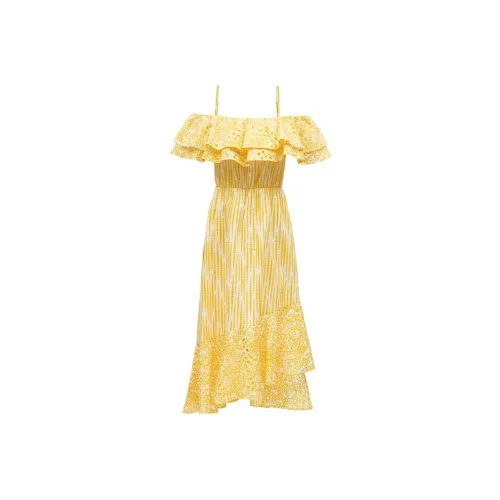 VERO MODA Короткий рукав Платье Женское Full Желтый