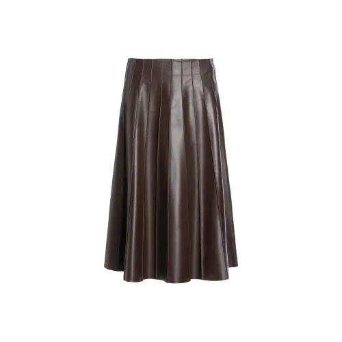 ELLASSAY Кожа Длинная Юбка Женская Темно-Коричневая