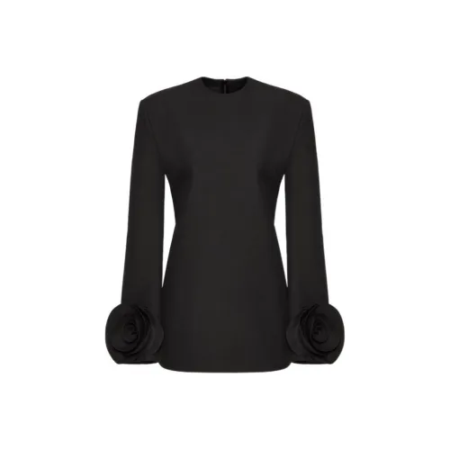 Valentino SS24 Длинное платье с длинными рукавами женское черное