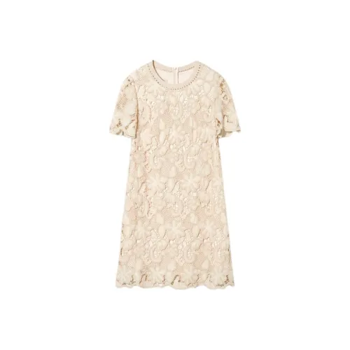 Goodland Короткий рукав Платье Женское Кремовый Белый