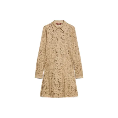 MaxMara Studio Длинное платье с длинными рукавами женское бежевый