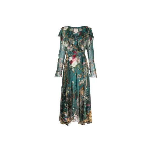 CAMILLA Длинное платье с длинными рукавами женское зеленое