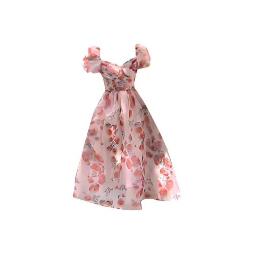 ONE PASS STUDIO Короткий рукав Платье Женское Многоцветное