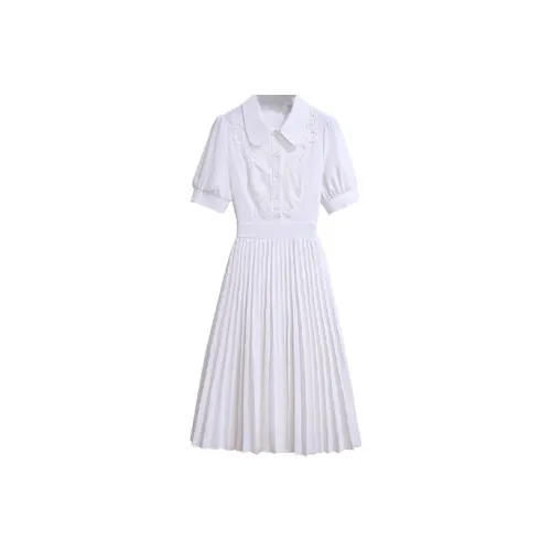 Silky Queen Короткий рукав Платье Женское Белое
