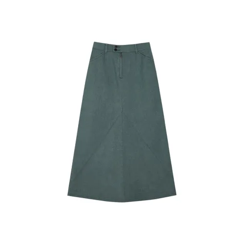 SOLIGHTER Denim Long Skirt Women's Turquoise