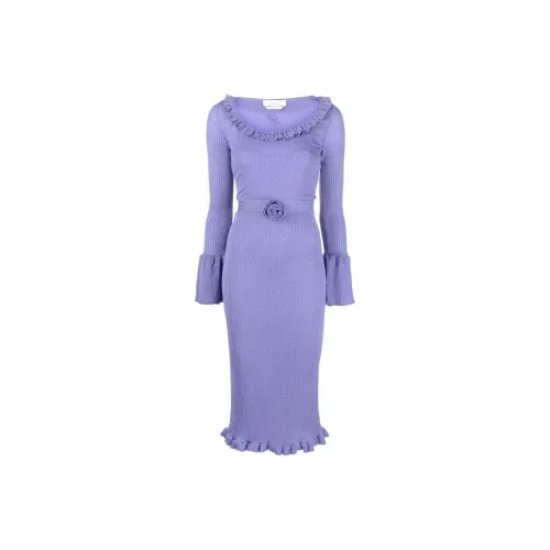 Blumarine Фиолетовые Женские Длинные Платья с Рукавами
