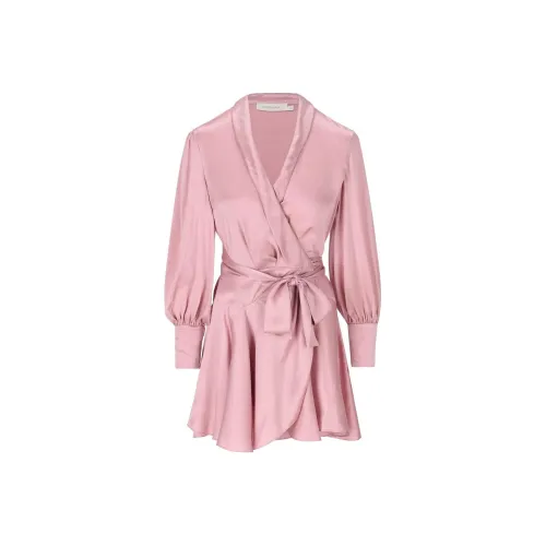 Zimmermann Длинное платье с длинными рукавами женское розовое