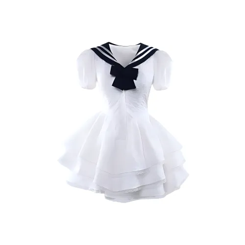 ABBY GODDESS Короткое платье с короткими рукавами женское белое