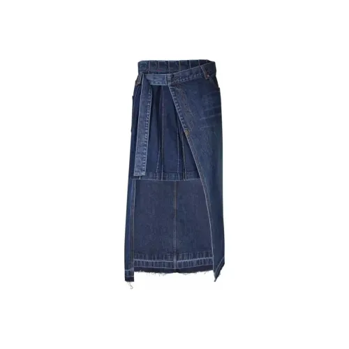 Sacai Denim Long Skirt Women's Blue
