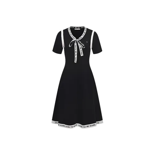 RARE Короткий рукав Платье Женское Черное