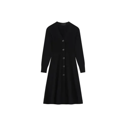 ELF SACK Неон Черный Женские Длинные Платья с Рукавами