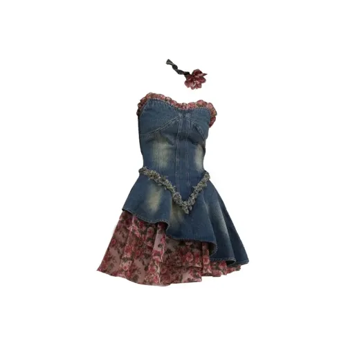 Local Gal Без рукавов Платье Женское Джинсовое платье