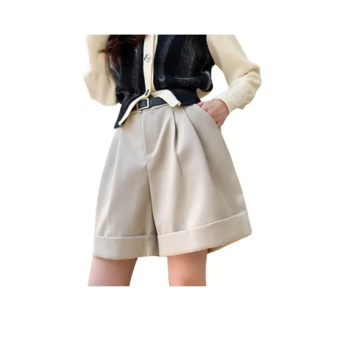 NANING9 Повседневные шорты женские абрикосового цвета