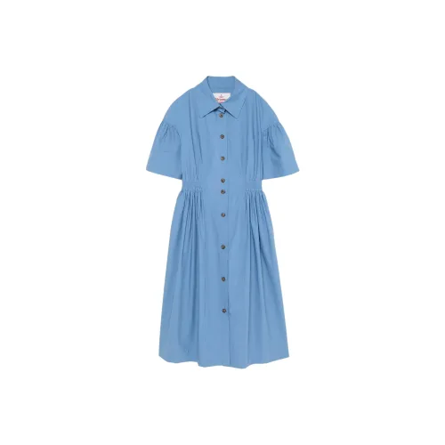 Vivienne Westwood Синие Женские Платья с Короткими Рукавами