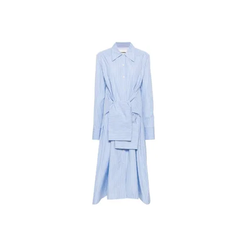 JIL SANDER Небесно-голубой Женские Длинные Платья с Рукавами