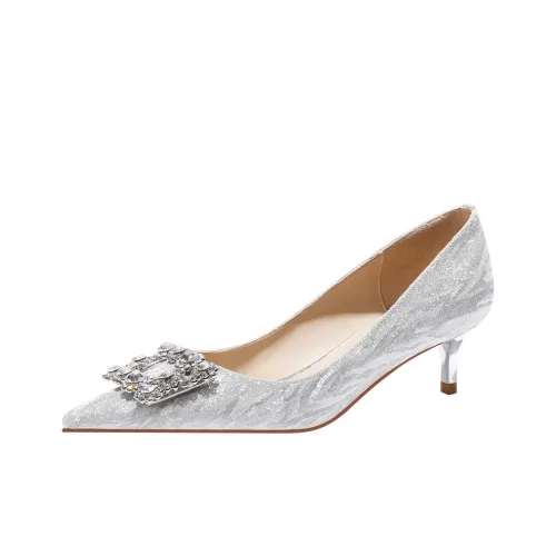 Lan Miao Узкий каблук Высокие каблуки 4,5 см Женские Серебряные