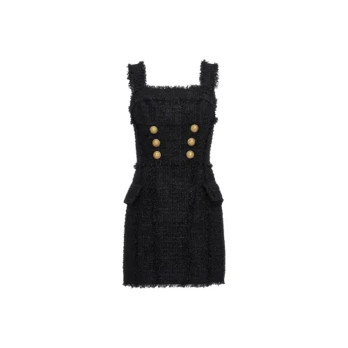 BALMAIN Черное женское платье без рукавов