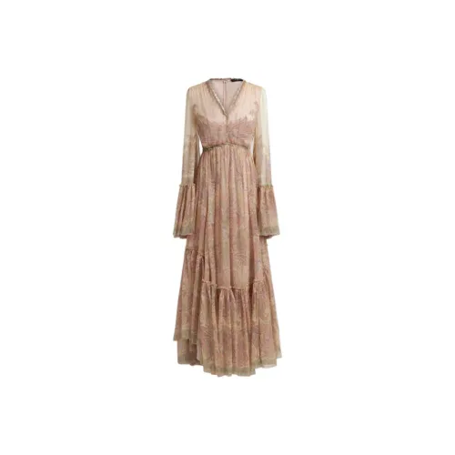 ETRO Белое Женское Длинное Платье с Рукавами