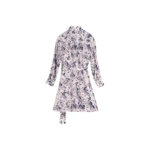 CLUB MONACO Длинное платье с длинными рукавами женское розовый фиолетовый чернила с принтом