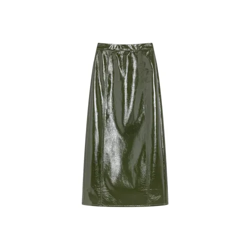 Ouyang Кожа Длинная Юбка Женская Яшма