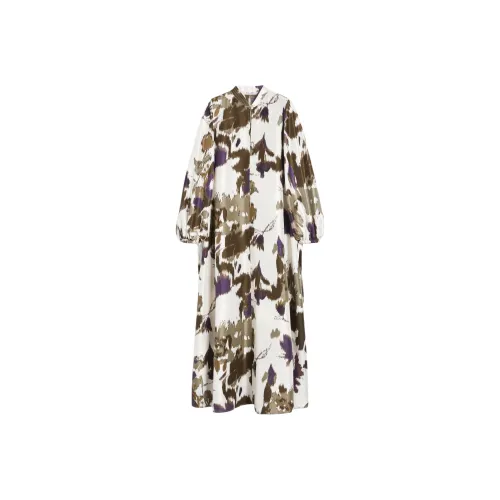 MaxMara Длинное платье с длинными рукавами женское сливового цвета