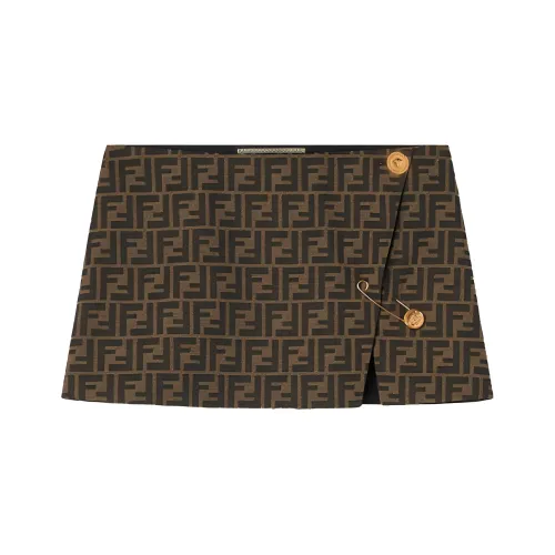VERSACE Темно-кофейные Женские Повседневные Короткие Юбки