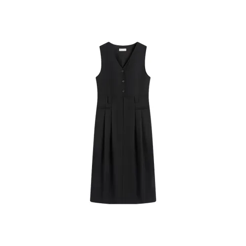 Famanxuan Без рукавов Платье Женское Ласточкин хвост Черный