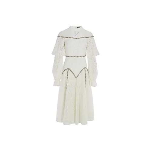 Marie Elie Белое Женское Длинное Платье с Рукавами