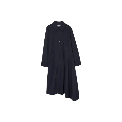 COS Длинное платье с длинными рукавами женское темно-синий