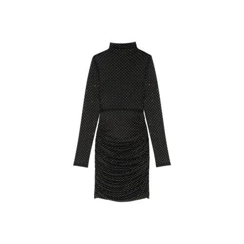 Maje Длинное платье с длинными рукавами женское черное