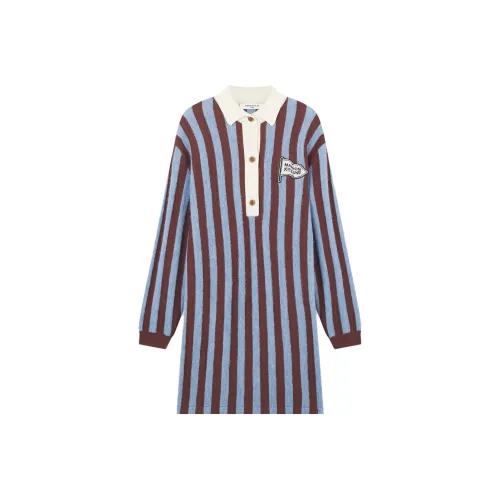Maison Kitsune Blue Женские Длинные Рукава Платья