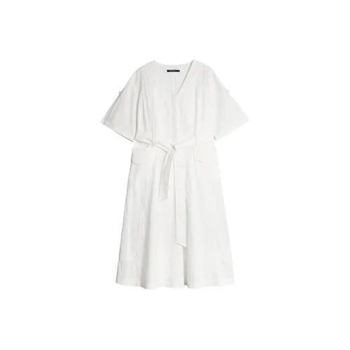 ELLE Короткий рукав Платье Женское Белое