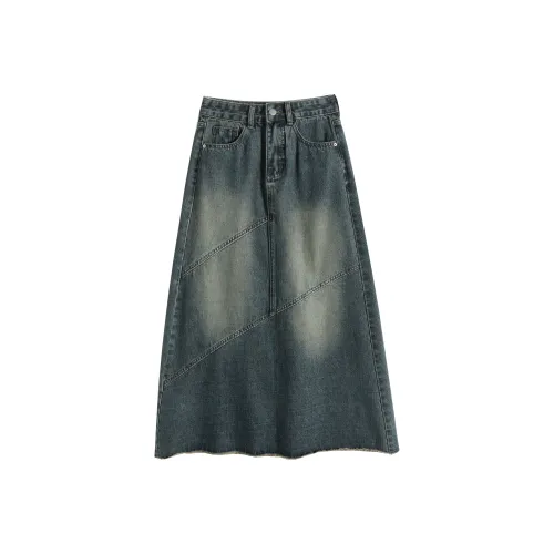 ZAZN Denim Long Skirt Women's Vintage Blue ZAZN Деним Длинная Юбка Женская Винтажный Синий