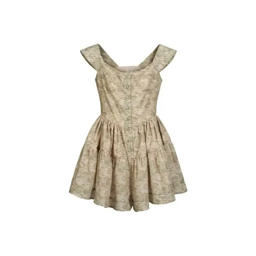 FINDSME GAGA Короткий рукав Платье Женское Абрикосовое