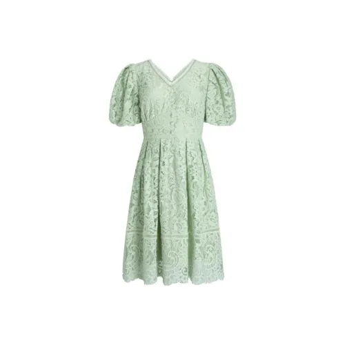 Anmani Fragrant Лаймово-зеленый Женские Короткие Платья с Рукавами