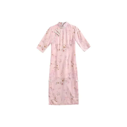 COVT Короткий рукав Платье Женское Розовое